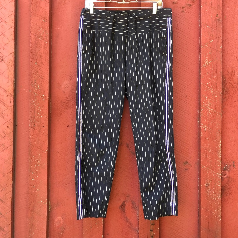 J Crew Blue White Ikat Pants with Pockets, 8